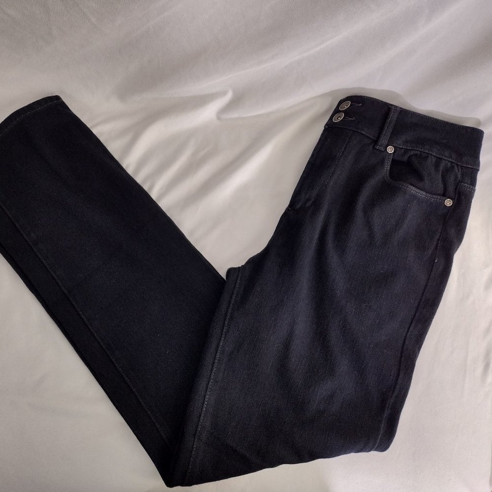 Coldwater Creek Black Cotton Stretch Jeans Womens Size 6  Straight Leg 28 X 32